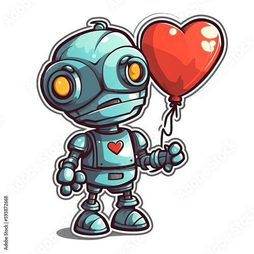 robot with balloons