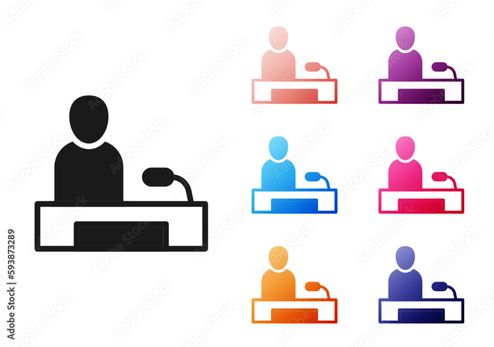 Black Television report icon isolated on white background. TV news. Set icons colorful. Vector Black Television report icon isolated on white background. TV news. Set icons colorful. Vector