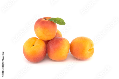 Fresh apricots fruits isolated on white background