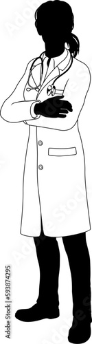 Silhouette female doctor woman medical healthcare person in a lab coat.