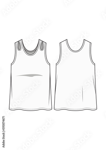 Womens fashion tank top oversize loose fit cutout shoulder detail technical drawing / flat sketch /CAD / ADOBE Illustrator vector digital download