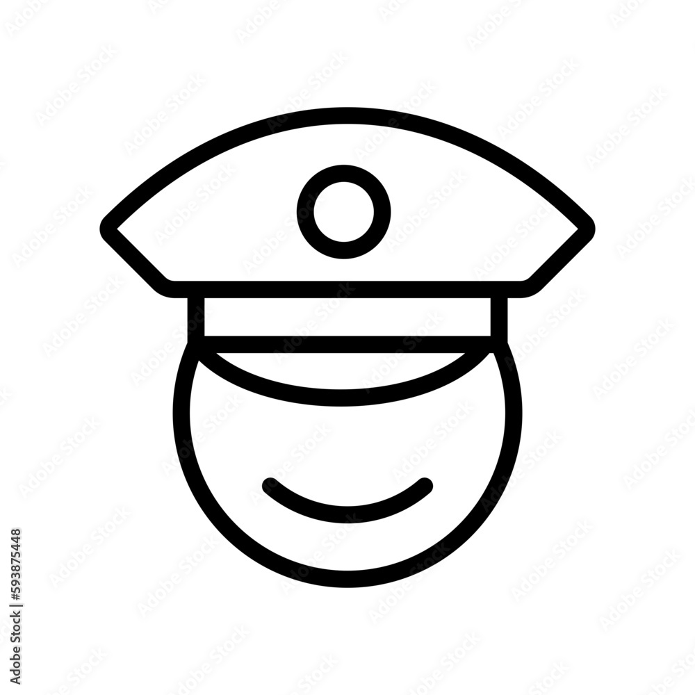 Fototapeta premium Police outline icon for law, user, head, fashion, clothes security, avatar, professions and jobs, policemen, investigation, job logo