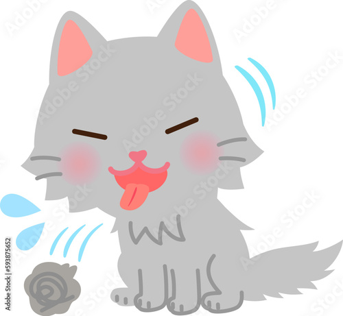 毛玉を吐き出す猫