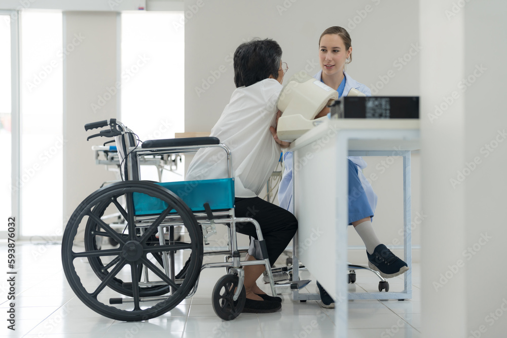 Elderly woman checking blood pressure To check. Elderly woman checking blood pressure To check.