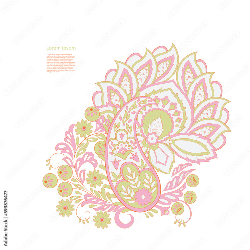 Floral Paisley pattern. Damask Isolated ornament