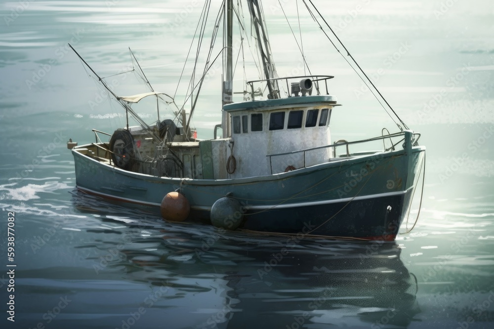 Fototapeta premium Sea fishing boat. Generate Ai