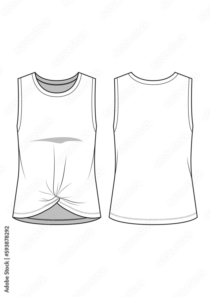 Women's Active Tank Top Sleeveless technical drawing / flat sketch /CAD / ADOBE Illustrator vector digital download Women's Active Tank Top Sleeveless technical drawing / flat sketch /CAD / ADOBE Illustrator vector digital download