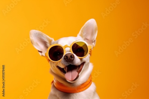 isolated dog smile animal background pet portrait funny cute summer sunglasses. Generative AI. © SHOTPRIME STUDIO