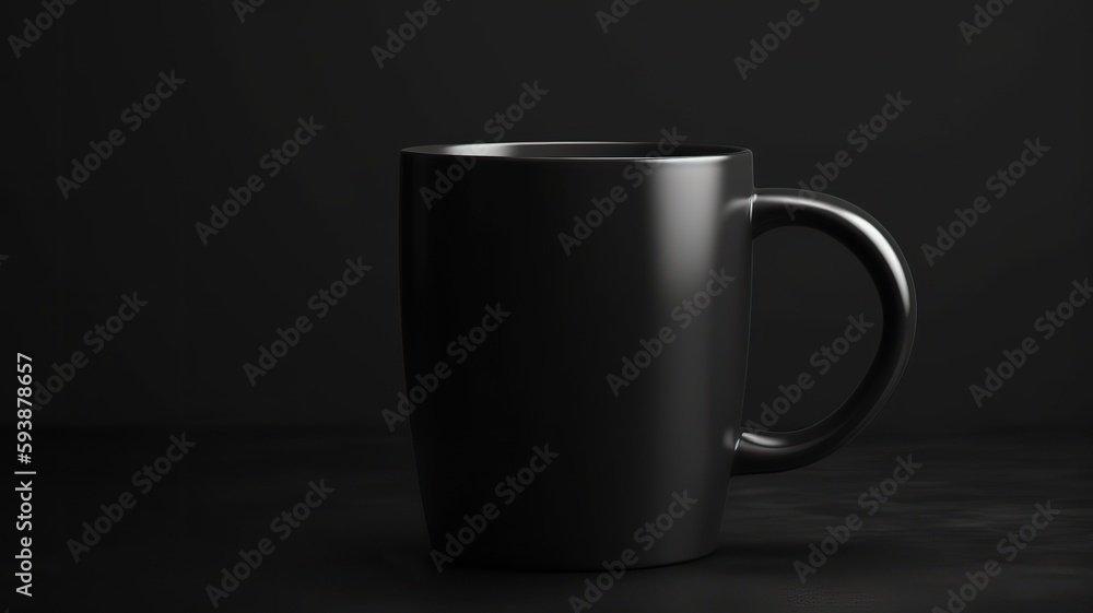 Fototapeta premium AI Generated. AI Generative. Black black template mug cup mock up. Can be used for graphic design or marketing. Graphic Photo Art
