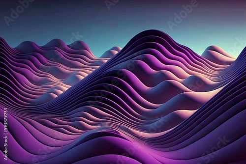 purple and violet shades horizontal waves, created with generative ai