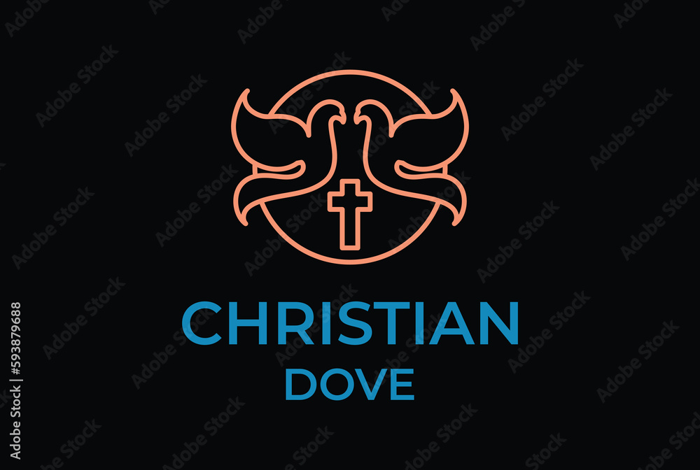 Monogram of Pigeon Dove Bird with Jesus Christian Cross for Church Chapel Foundation Charity Logo Design Monogram of Pigeon Dove Bird with Jesus Christian Cross for Church Chapel Foundation Charity Logo Design