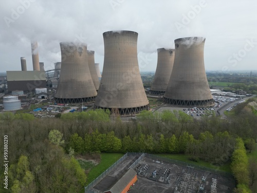Drax biomass and coal fuelled power station, modern green power electricity production station, Selby