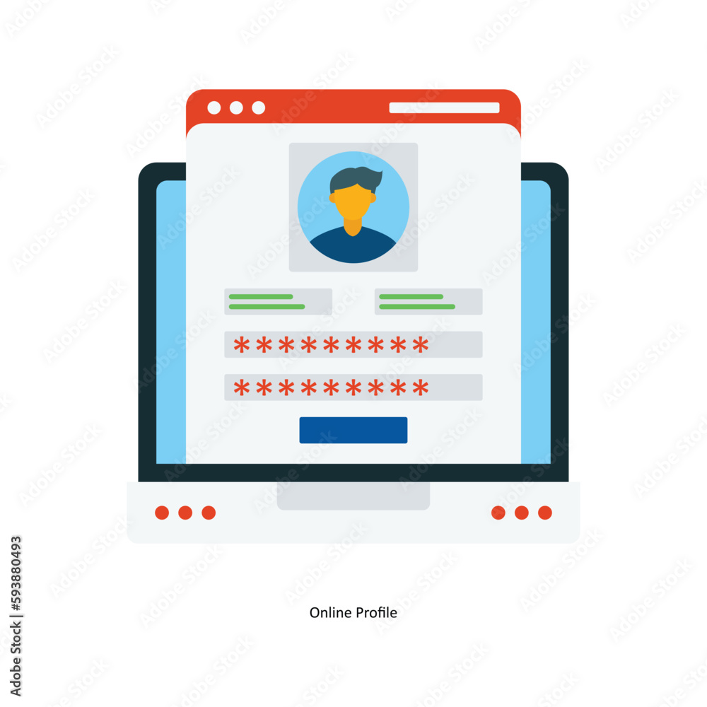 Online Profile Vector Fill outline Icons. Simple stock illustration stock