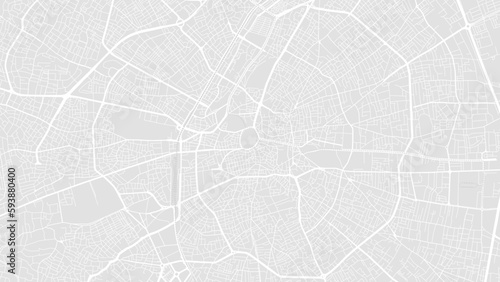 White and light grey Konya city area vector background map, roads and water illustration. Widescreen proportion, digital flat design.