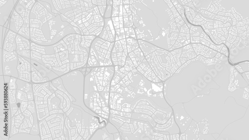 White and light grey Windhoek city area, Namibia, vector background map, roads and water cartography illustration.