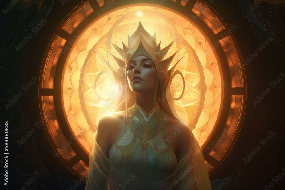 Girl near ancient portal. Generate Ai Girl near ancient portal. Generate Ai