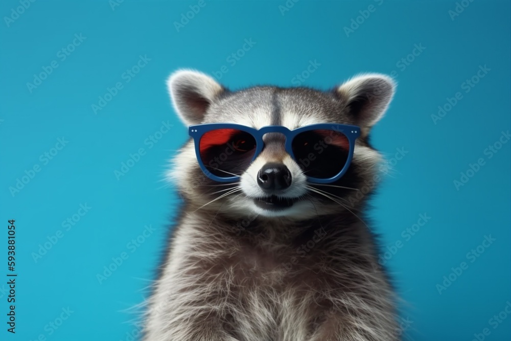 party fun young pet music portrait glasses animal background disco raccoon. Generative AI.