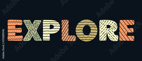 Simply explore letter for outdoor t shirt vector design