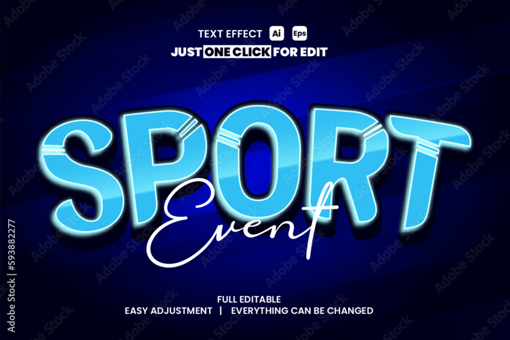 Obraz premium Sport day event vector text effect editable