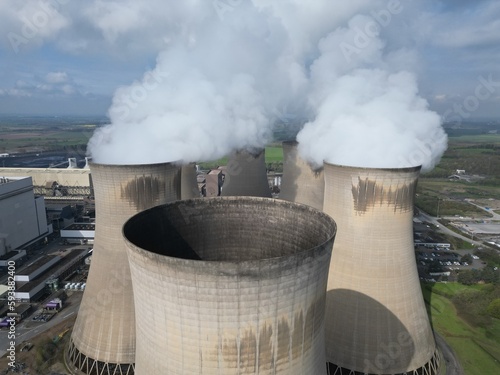 Aerial view ofAerial view of Drax Power Station Industrial water cooling system photo