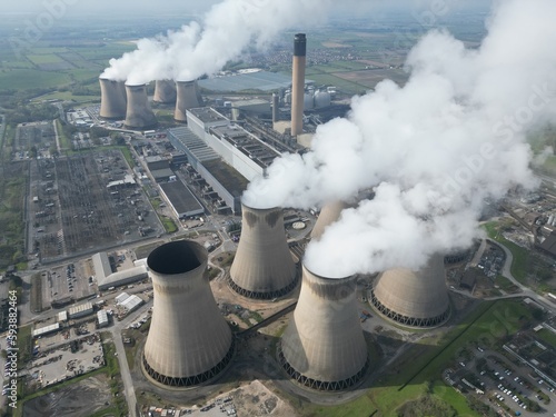 Aerial view ofAerial view of Drax Power Station Industrial water cooling system photo