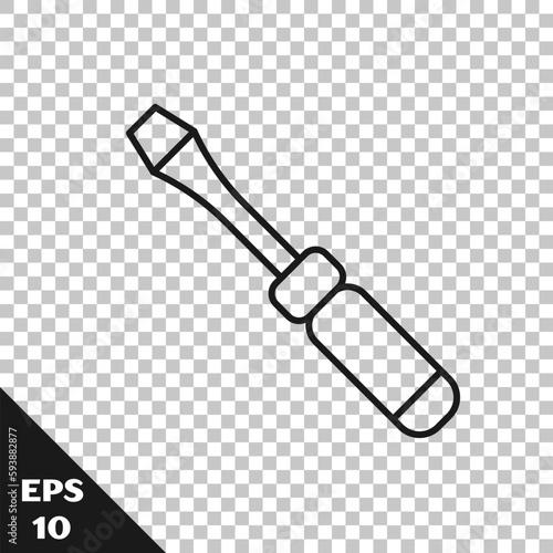 Black line Screwdriver icon isolated on transparent background. Service tool symbol. Vector