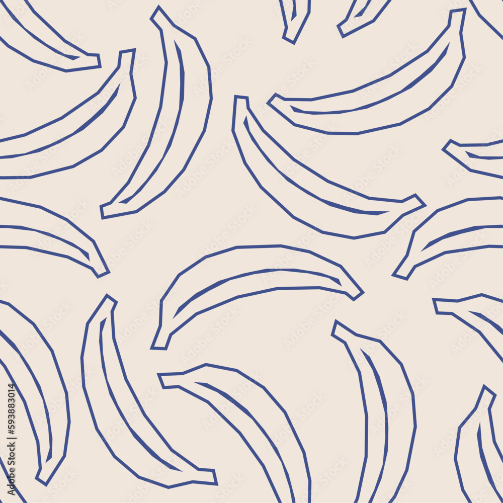 Minimalist monochrome line art style banana seamless pattern Minimalist monochrome line art style banana seamless pattern