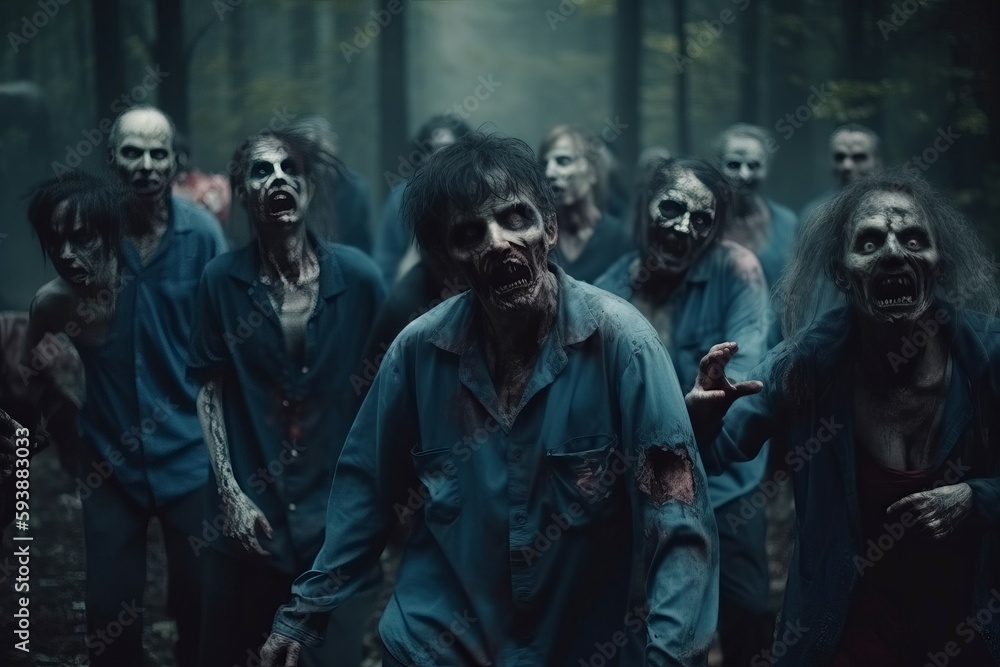 Hungry zombies walking. Generate Ai Hungry zombies walking. Generate Ai