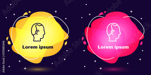 Set line Baldness icon isolated on blue background. Alopecia. Abstract banner with liquid shapes. Vector