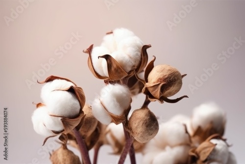 Bouquet of cotton gift. Generate Ai photo