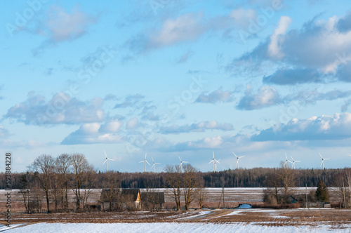 Spring Landscape with Wind Turbines © olgavisavi