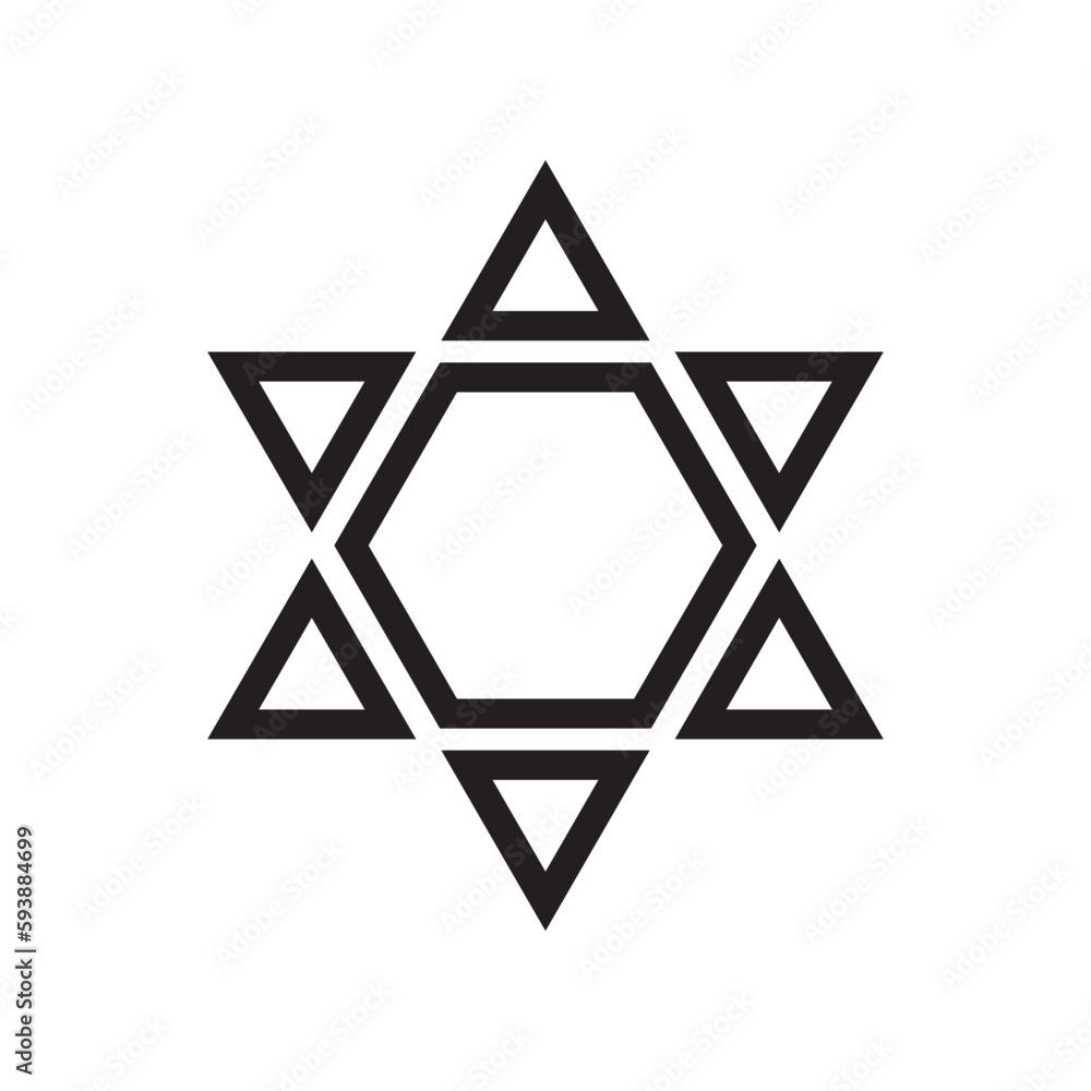 Star Of David Line Style Religious Symbol Vector Star Of David Line Style Religious Symbol Vector