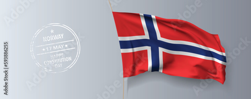 Norway constitution day greeting card, banner with template text vector illustration