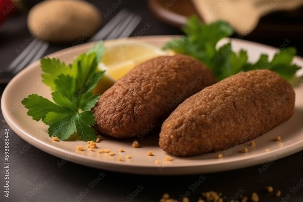 Meat appetizer kibbeh. Generate Ai