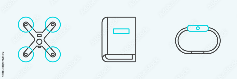 Set line Smartwatch, Drone flying and User manual icon. Vector Set line Smartwatch, Drone flying and User manual icon. Vector