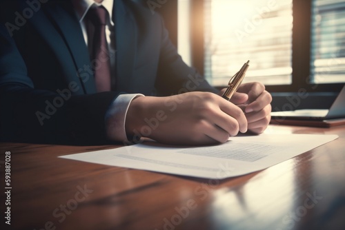 man office businessman form lawyer document group hand signature contract business. Generative AI.