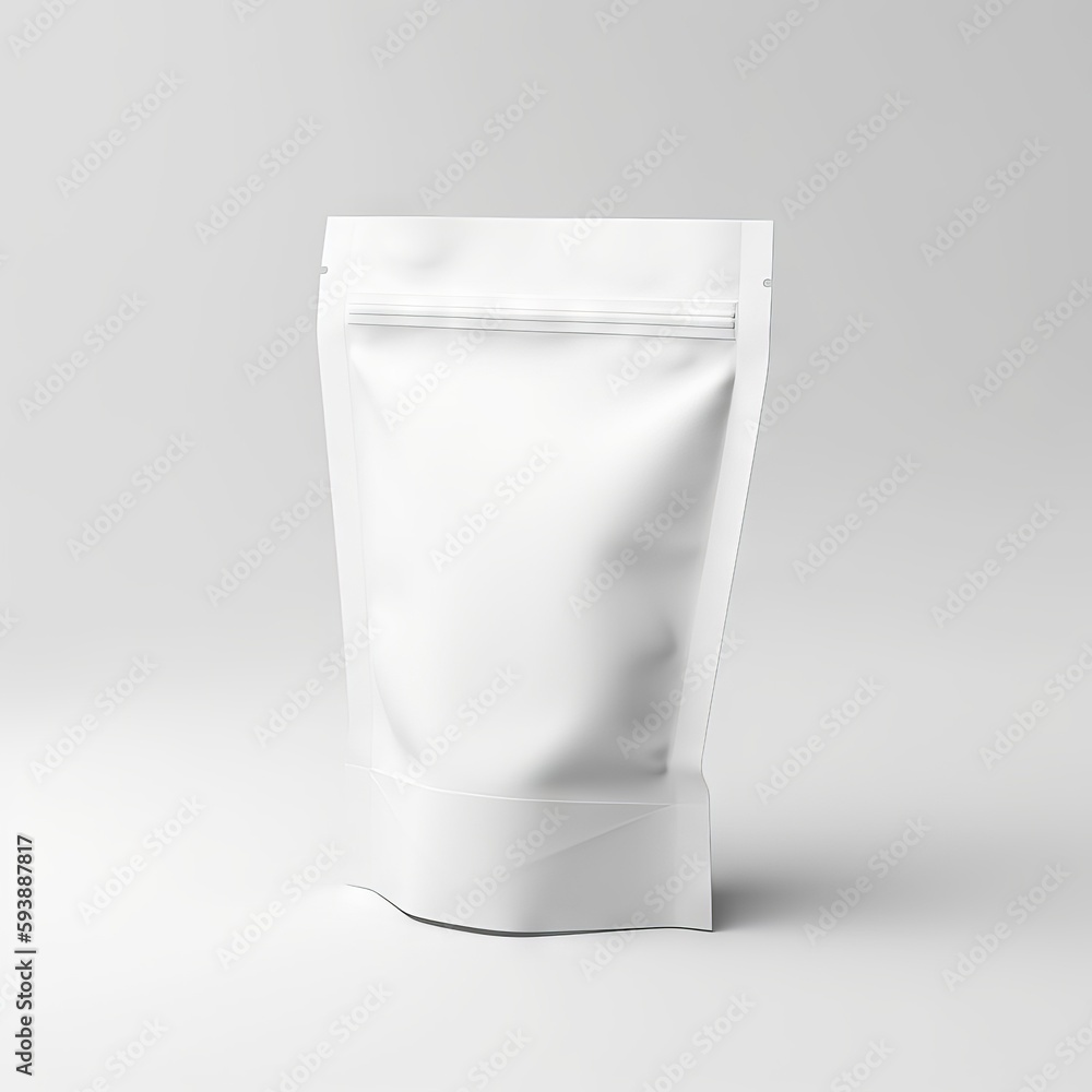 Empty pouch mockup, packet, white background Empty pouch mockup, packet, white background
