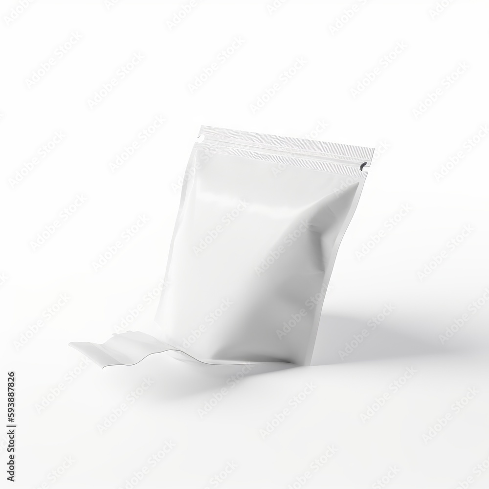 Empty pouch mockup, packet, white background Empty pouch mockup, packet, white background