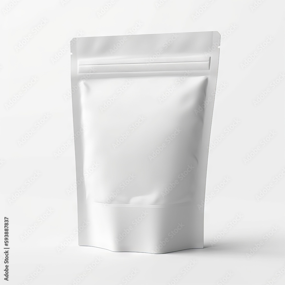 Empty pouch mockup, packet, white background Empty pouch mockup, packet, white background