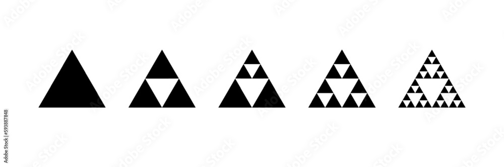 Sierpinski triangle. Fractal geometric icon. Vector symbol Sierpinski triangle. Fractal geometric icon. Vector symbol