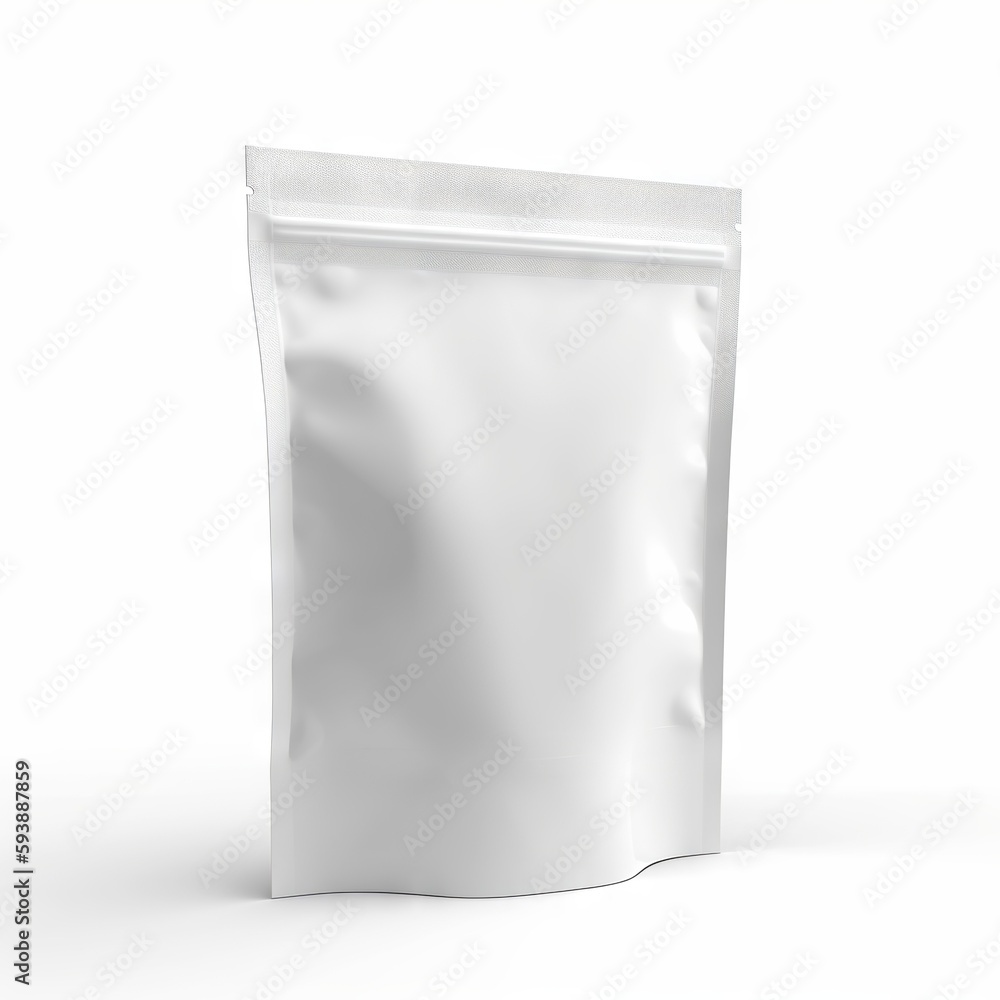 Empty pouch mockup, packet, white background Empty pouch mockup, packet, white background
