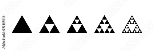 Sierpinski triangle. Fractal geometric icon. Vector symbol