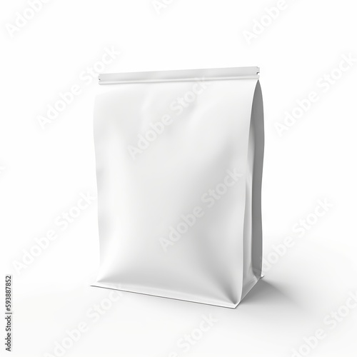 Empty pouch mockup, packet, white background " ai generated "