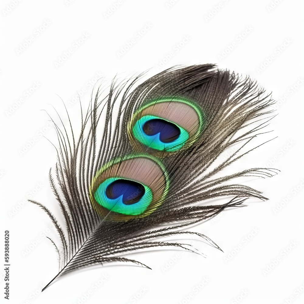 Obraz premium Peacock feather on white background