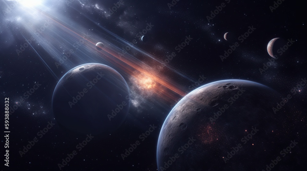 Obraz premium space background. planets and stars in space. generative ai