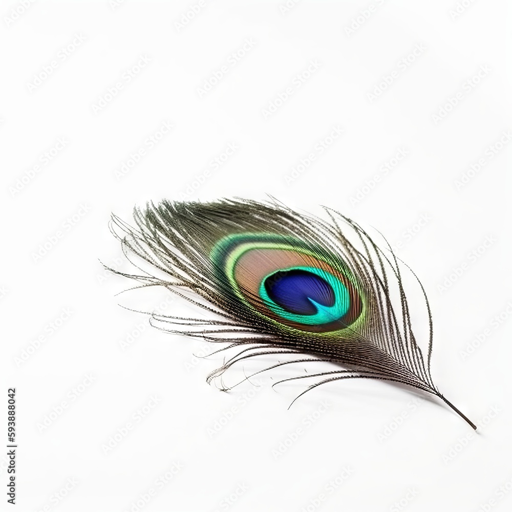 Obraz premium Peacock feather on white background