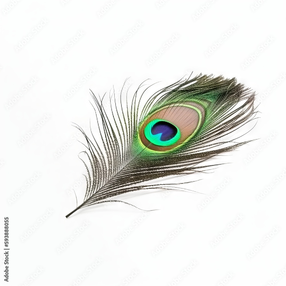 Obraz premium Peacock feather on white background
