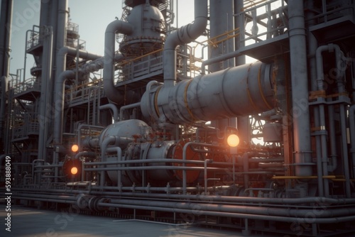 Industrial oil refinery plant. Generate Ai