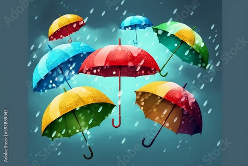 Lots of colorful umbrellas. Generative AI