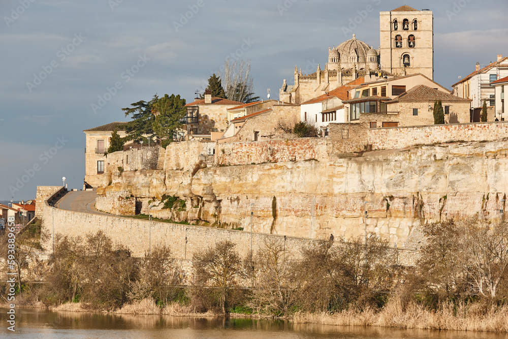 Zamora romanesque cathedral and Duero river. Castilla León, Spain